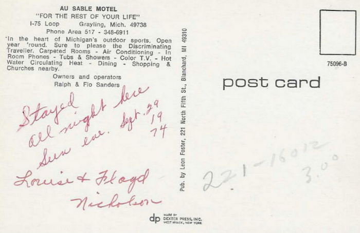 Au Sable Motel - Old Postcard Photo (newer photo)